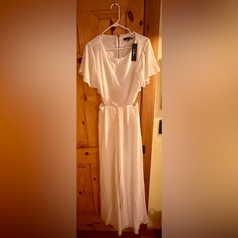 Lulus - Toast to You White Flutter Sleeve Cutout Jumpsuit - Picture 1 of 2